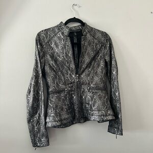 White House Black Market Silver Blazer with Textured Finish